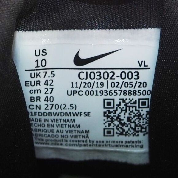 Nike Zoom Winflo 7 'Black Vapor Green' Running Shoes CJ0302-003 Women's 10 - Picture 10 of 11